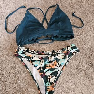 Cupshe Blue Bikini Set Modern Cut